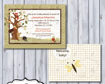 Custom Echo Baby Shower Invitation | Echo Nursery by Lambs & Ivy | Printable or Printed | Personal Use | Woodland Animal | Fox Bear Owl Frog