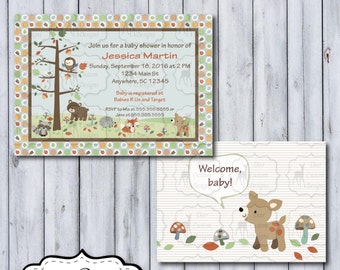 Custom Forest Friends Baby Shower Invitation | Forest Friends Nursery by Carter's | Printable or Printed | Woodland Forest Deer Fox Owl