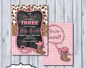 Cowgirl Birthday Invitation | ANY Birthday | Western Birthday Chalkboard Invite | Printable or Printed | Personal Use Only | Horse