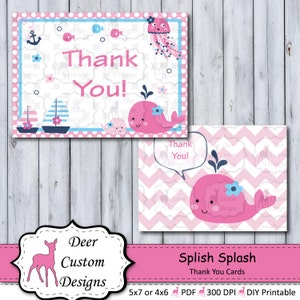 Splish Splash Thank You Cards / Splish Splash Nursery by Lambs & Ivy / DIY Imprimible / Solo uso personal / Whales Fish Anchors Nautical