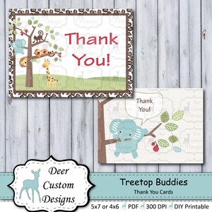 Treetop Buddies Thank You Cards / Tree Top Buddies Nursery by Lambs & Ivy / DIY Imprimible / Solo uso personal / Descarga instantánea