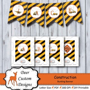Construction Birthday Banner Construction Banner Construction Bunting Banner Diggers Trucks Construction Site Vehicles image 1