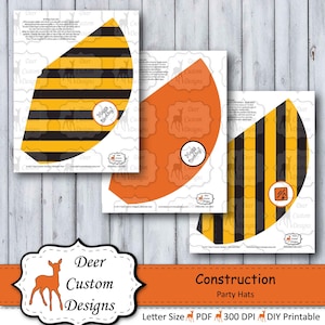 Construction Birthday Party Hats | Under Construction Party Hats | Birthday Party Hats | Diggers Trucks Construction Site Vehicles