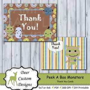 Peek A Boo Monster Thank You Cards / Peek A Boo Monster Nursery by Cocalo / DIY Imprimible / Solo para uso personal / Descarga instantánea