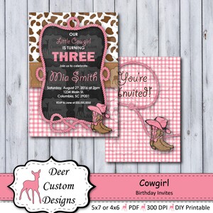 Cowgirl Birthday Invitation | ANY Birthday | Western Birthday Chalkboard Invite | Printable or Printed | Personal Use Only | Horse