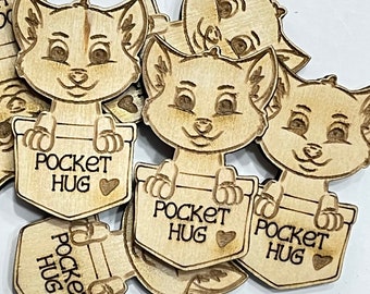 Cat Pocket Hug Laser Ready Cut File for Glowforge or Other Lasers | SVG and PDF Digital Cut File | Cute Pocket Pal Token Engraving File