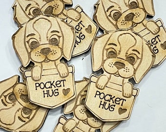 Dog Pocket Hug Laser Ready Cut File for Glowforge or Other Lasers | SVG and PDF Digital Cut File | Cute Pocket Pal Token Engraving File