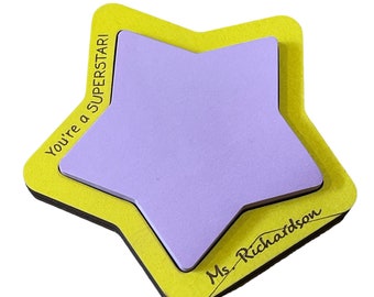 Personalized Star Teacher Sticky Note Holder | Laser Engraved Teacher Appreciation or Back to School Gift for Teachers or Educators
