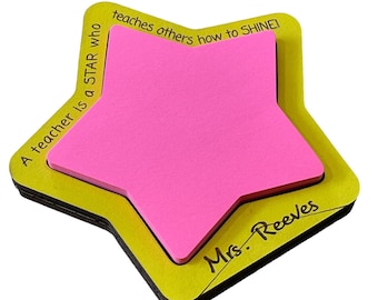 Personalized Star Teacher Sticky Note Holder | Laser Engraved Teacher Appreciation or Back to School Gift for Teachers or Educators