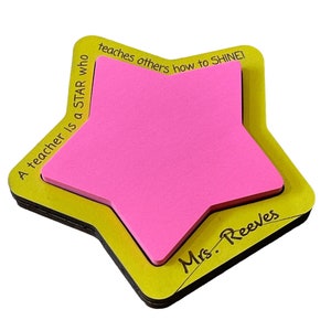 Personalized Star Teacher Sticky Note Holder Laser Engraved Teacher Appreciation or Back to School Gift for Teachers or Educators afbeelding 5