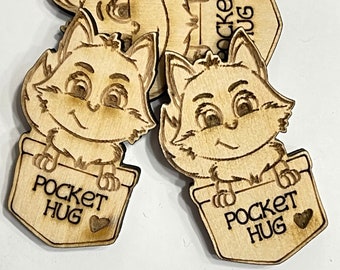 Fox Pocket Hug Laser Ready Cut File for Glowforge or Other Lasers | SVG and PDF Digital Cut File | Cute Pocket Pal Token Engraving File