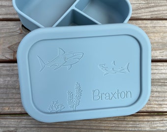 Personalized Silicone Lunch Box for Child | School Meal Container with Name | Bento Snack Box, Reusable Container for Work