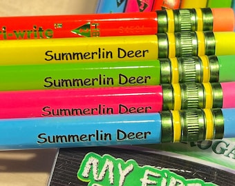 Personalized Engraved Neon My First Ticonderoga Tri-Write #2 Beginner Pencils for Back to School Teacher or Kindergarten Pre-K Gift