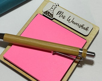 Personalized Teacher Sticky Note Holder | Laser Engraved Teacher Appreciation or Back to School Gift for Teachers or Educators