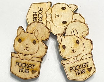 Squirrel Pocket Hug Laser Ready Cut File for Glowforge or Other Lasers | SVG and PDF Digital Cut File | Cute Pocket Pal Token Engraving File