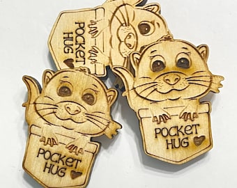 Otter Pocket Hug Laser Ready Cut File for Glowforge or Other Lasers | SVG and PDF Digital Cut File | Cute Pocket Pal Token Engraving File