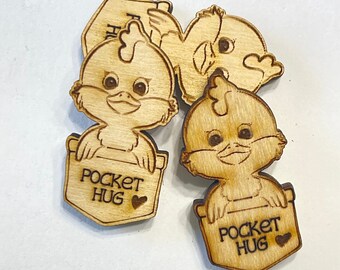 Chicken Pocket Hug Laser Ready Cut File for Glowforge or Other Lasers | SVG and PDF Digital Cut File | Cute Pocket Pal Token Engraving File