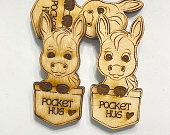 Donkey Pocket Hug Laser Ready Cut File for Glowforge or Other Lasers | SVG and PDF Digital Cut File | Cute Pocket Pal Token Engraving File