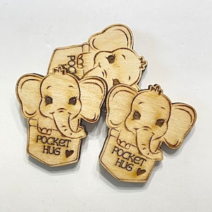 Elephant Pocket Hug Laser Ready Cut File for Glowforge or Other Lasers | SVG and PDF Digital Cut File | Cute Pocket Pal Token Engraving File