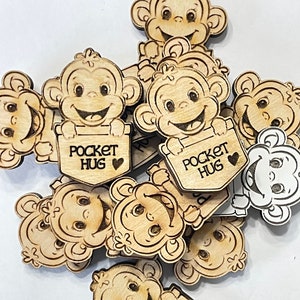 Monkey Pocket Hug Laser Ready Cut File for Glowforge or Other Lasers | SVG and PDF Digital Cut File | Cute Pocket Pal Token Engraving File