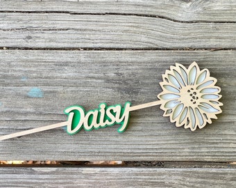 Daisy Name Flower Wooden Mother's Day Gift, Personalized Valentine's Day Prom Gift, April Birth Month Flower Anniversary Gift for Her