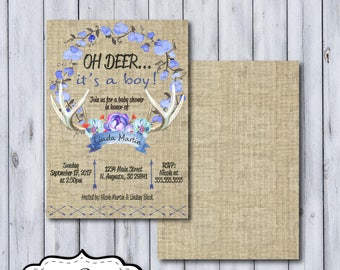 Oh Deer Baby Shower Invitation | Boy Deer Baby Shower Invite | Deer Baby Shower | Hunting Baby Shower | Woodland Baby Shower | Rustic Baby