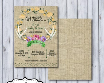 Oh Deer Baby Shower Invitation | Deer Baby Shower Invite | Deer Baby Shower | Hunting Baby Shower | Woodland Baby Shower | Rustic Baby