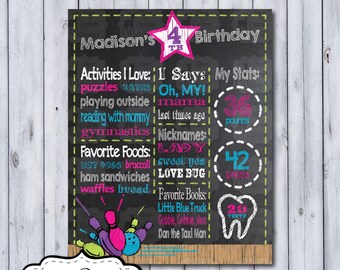 Bowling 1st Birthday Chalkboard Poster | Bowling First Birthday Chalkboard Sign | Bowling Birthday Party | Milestone Poster | Bowling Party