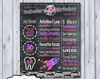 Rocket 1st Birthday Chalkboard Poster | Space First Birthday Chalkboard Poster | Birthday Chalkboard Poster | Milestone Poster | Any Age