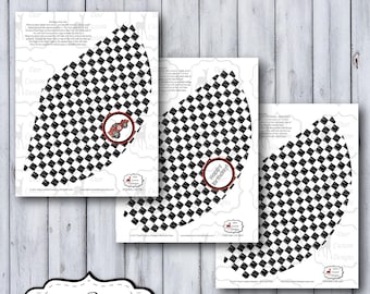 Racecar Party Hats | Race Car Birthday Hats | Boys Birthday Nascar Party | Instant Download | Printable | Kid's Party Hat | Black White Red