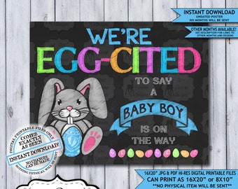 Easter Pregnancy Announcement | Photo Prop | Pregnancy Poster | Baby Reveal | Easter Pregnancy Sign | Baby Boy | Expecting | Undated