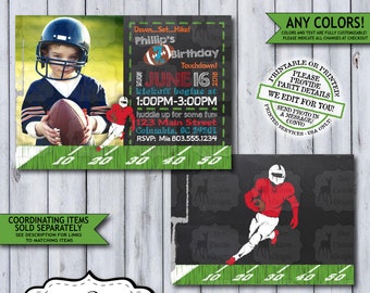 Photo Football Birthday Invitation | Football Chalkboard Birthday Invite | Football Invitation | Birthday Party | Boy Football Party