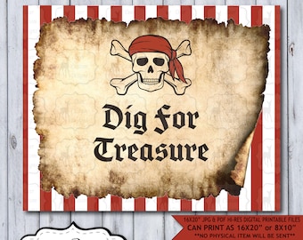 Printable Pirate Party Sign | Treasure | Instant Digital Download | Pirate Party Poster | Boy Birthday Decor | Pirate Party Decoration