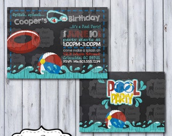 Pool Party Invitation | Pool Party Birthday Invite | Pool Party Bash | Chalkboard | Swimming Party | Any Age Birthday | Splash Pad Party