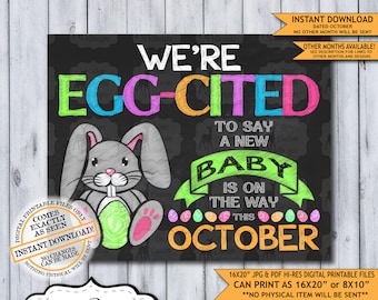 Easter Pregnancy Announcement | Photo Prop | Pregnancy Poster | Baby Reveal | Easter Pregnancy Sign | New Baby | Expecting | October