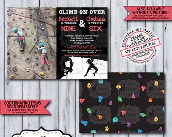 Rock Climbing Birthday Invitation | Boy, Girl, or Twin Indoor Climbing Birthday Invite | Photo Mountain Adventure Printable or Printed