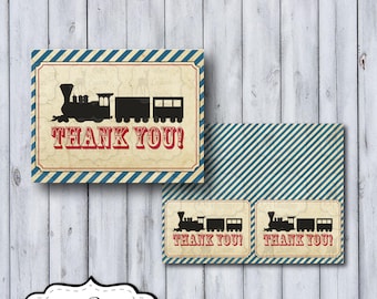 Train Birthday Thank You Notes | Train Notecards | Train Party | Train Birthday | Vintage Train Ticket | Train Ticket Birthday | Thanks