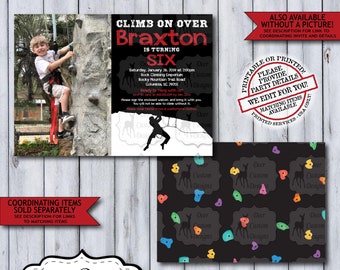 Rock Climbing Birthday Invitation | Boy, Girl, or Twin Indoor Climbing Birthday Invite | Photo Mountain Adventure Printable or Printed