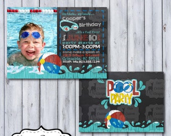 Pool Party Invitation | Photo Pool Party Birthday Invite | Pool Party Bash | Photo Chalkboard | Swimming Party | Any Age | Splash Pad Party