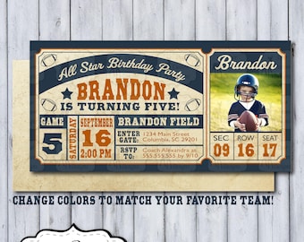 Football Birthday Ticket | Football Invitation | Football Birthday Invitation | Vintage Football Ticket Invite | All Star Birthday | Photo