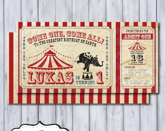 Circus Birthday Invite | Circus Invitation | Carnival Birthday Party | Circus Ticket Invite | Vintage Circus Ticket Invite | Birthday Invite