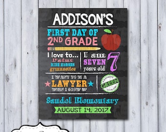 First Day of School Sign | Printable First Day | School Sign | Any Grade | Back to School Sign | First Day of School | Chalkboard Sign