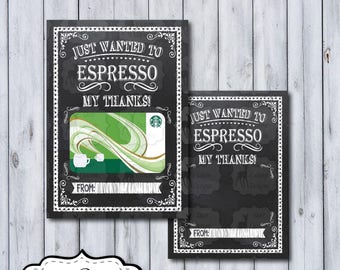 Espresso My Thanks Gift Card Holder | Teacher Gift | Printable Gift Card Holder | Instant Download | Starbucks | Teacher Appreciation Gift