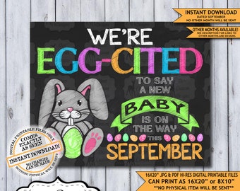 Easter Pregnancy Announcement | Photo Prop | Pregnancy Poster | Baby Reveal | Easter Pregnancy Sign | New Baby | Expecting | September