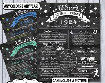 Born in 1919 100th Birthday Chalkboard Poster Sign Photo Prop Print