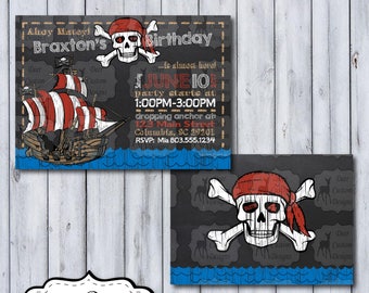 Pirate Birthday Invitation | Any Birthday | Pirate Chalkboard Birthday Invite | Printed or Printable | First Second Third | Treasure Map