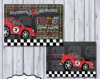 Racecar Birthday Invitation | Racecar Chalkboard Birthday Invite | Chalkboard Race Car Party | Race Track | Nascar Birthday Invite | Cars