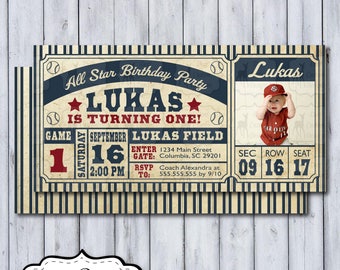 Baseball Birthday Invite | Baseball Invitation | Baseball Birthday Party | Baseball Ticket Invite | Vintage Baseball Ticket Invite | Photo