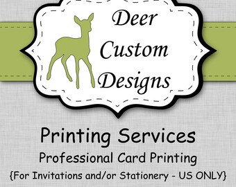 Professional Invitation and Stationery Printing Add On | Printed Invitations | Printed Stationery | On Card Stock with Envelopes