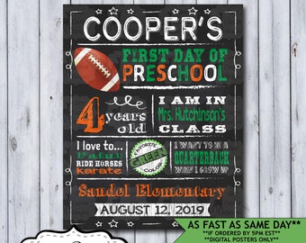 Back to School Sign | First Day School Sign | Printable or Printed Chalkboard First Day Poster | First Day of Kindergarten | Any Grade